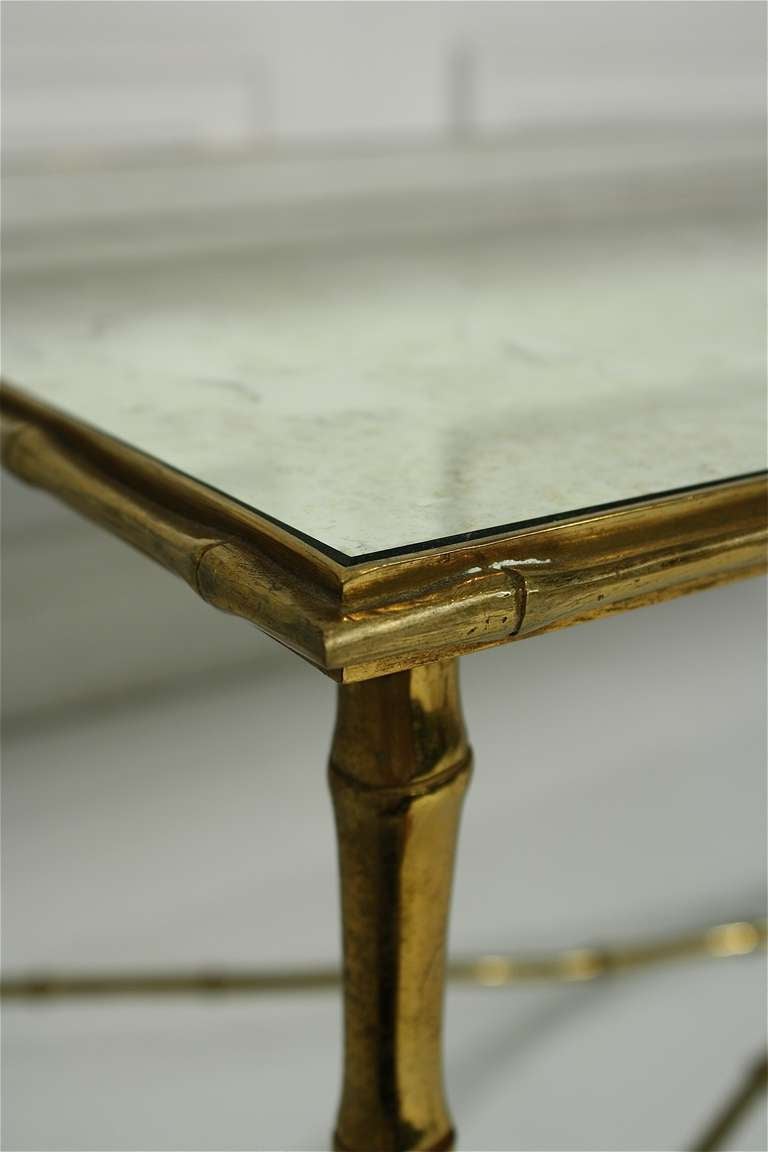 French Brass and Mirror Coffee Table For Sale 1