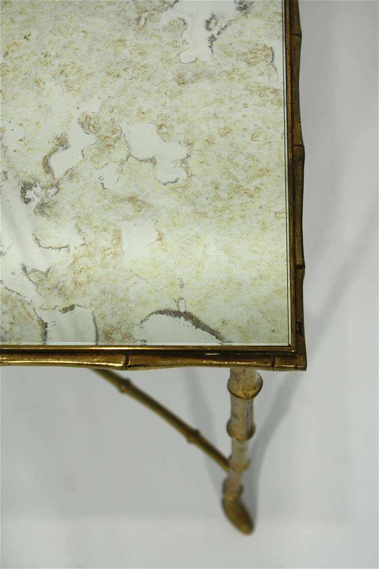 French Brass and Mirror Coffee Table For Sale 3