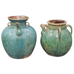 Pair of Glazed Wine Ewers