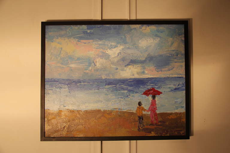 Mother and Child at Sea Painting In Excellent Condition For Sale In Cambridge, MA