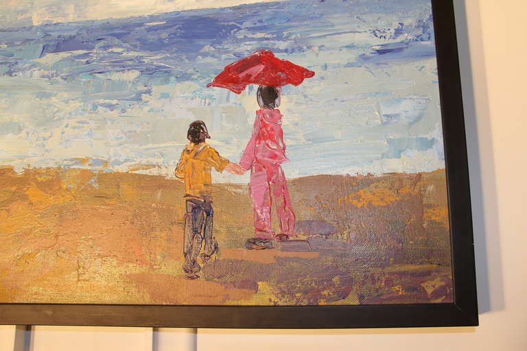 Canvas Mother and Child at Sea Painting For Sale