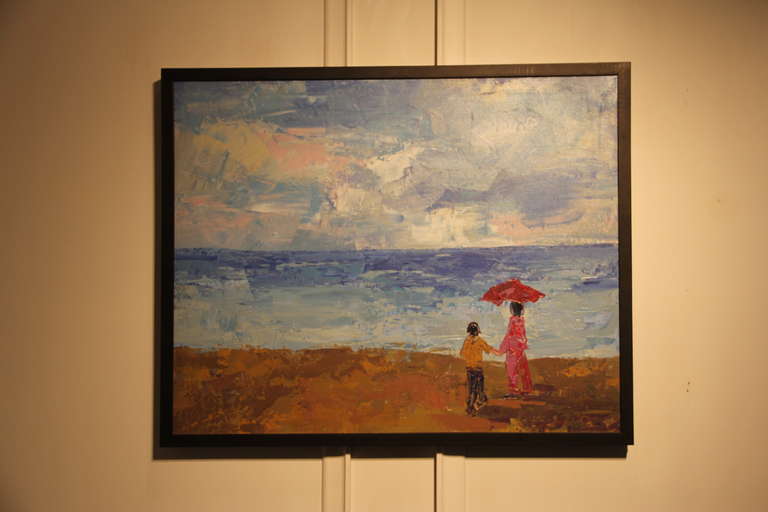 American Mother and Child at Sea Painting For Sale