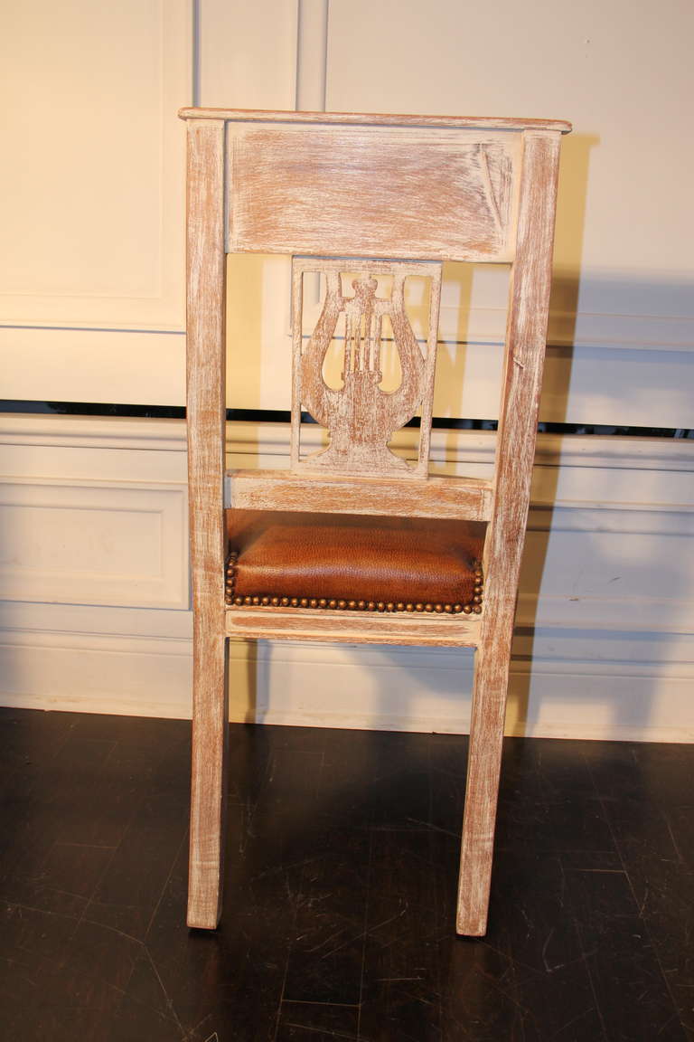 Set of Six French Lyre Back Dining Chairs For Sale 1