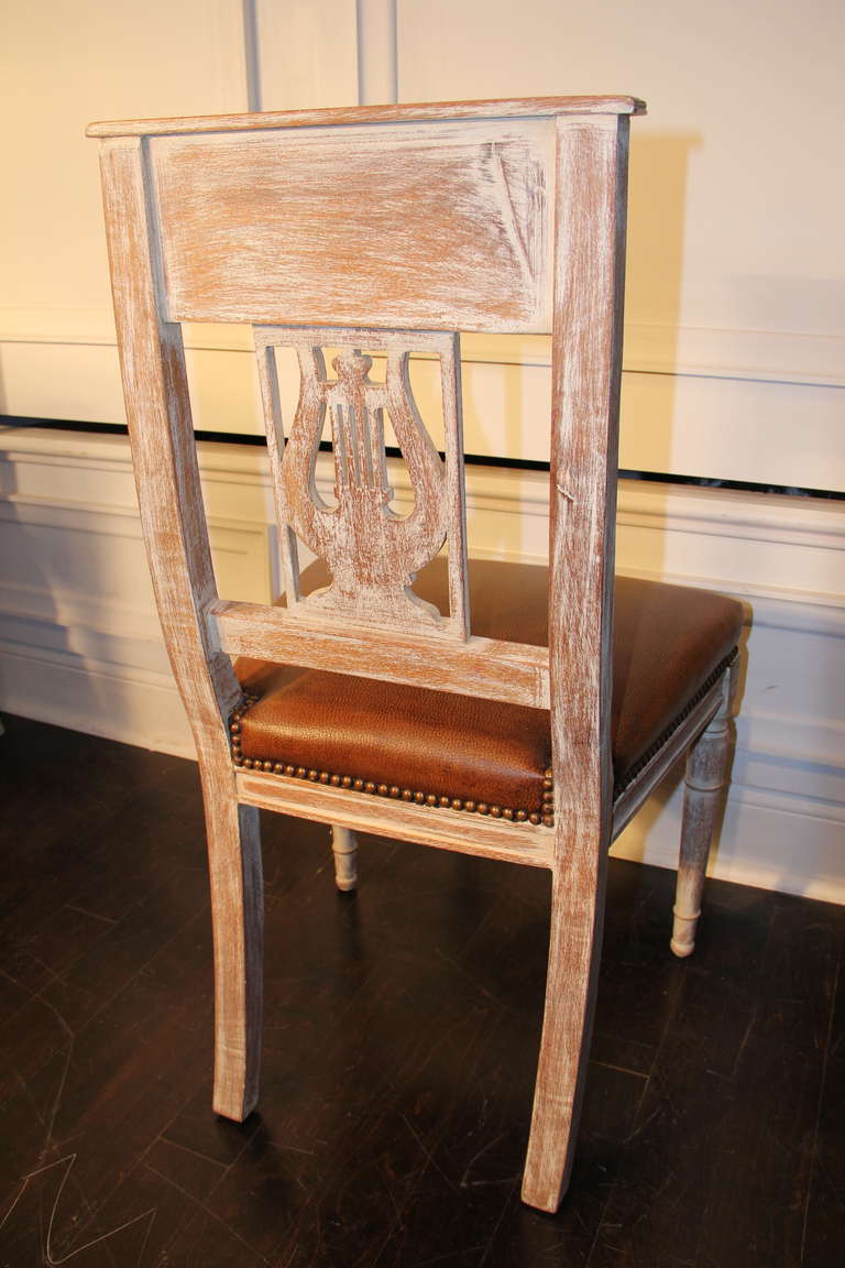 Set of Six French Lyre Back Dining Chairs For Sale 2