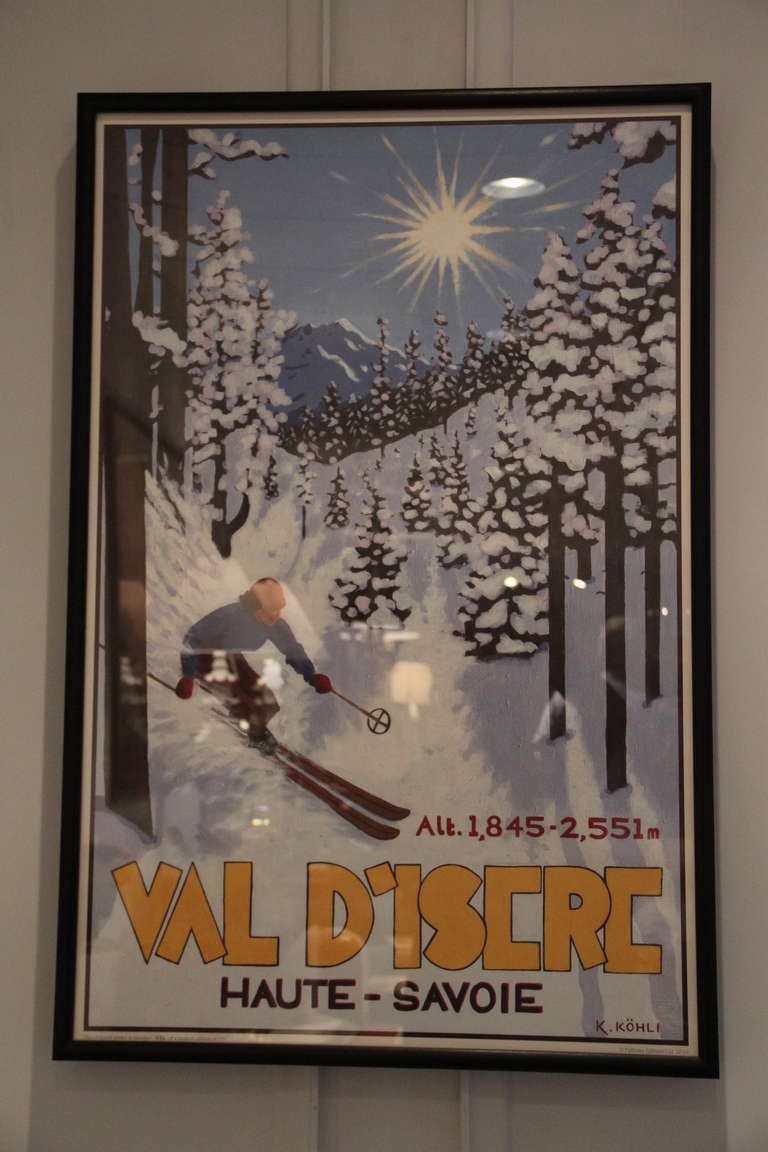 Val d’Isère: ‘Off-piste Skier’ Pullman Limited Edition Poster from the collection 'Art Deco in the Alps'. Limited edition of 280. Printed on cotton paper. Simple black frame.