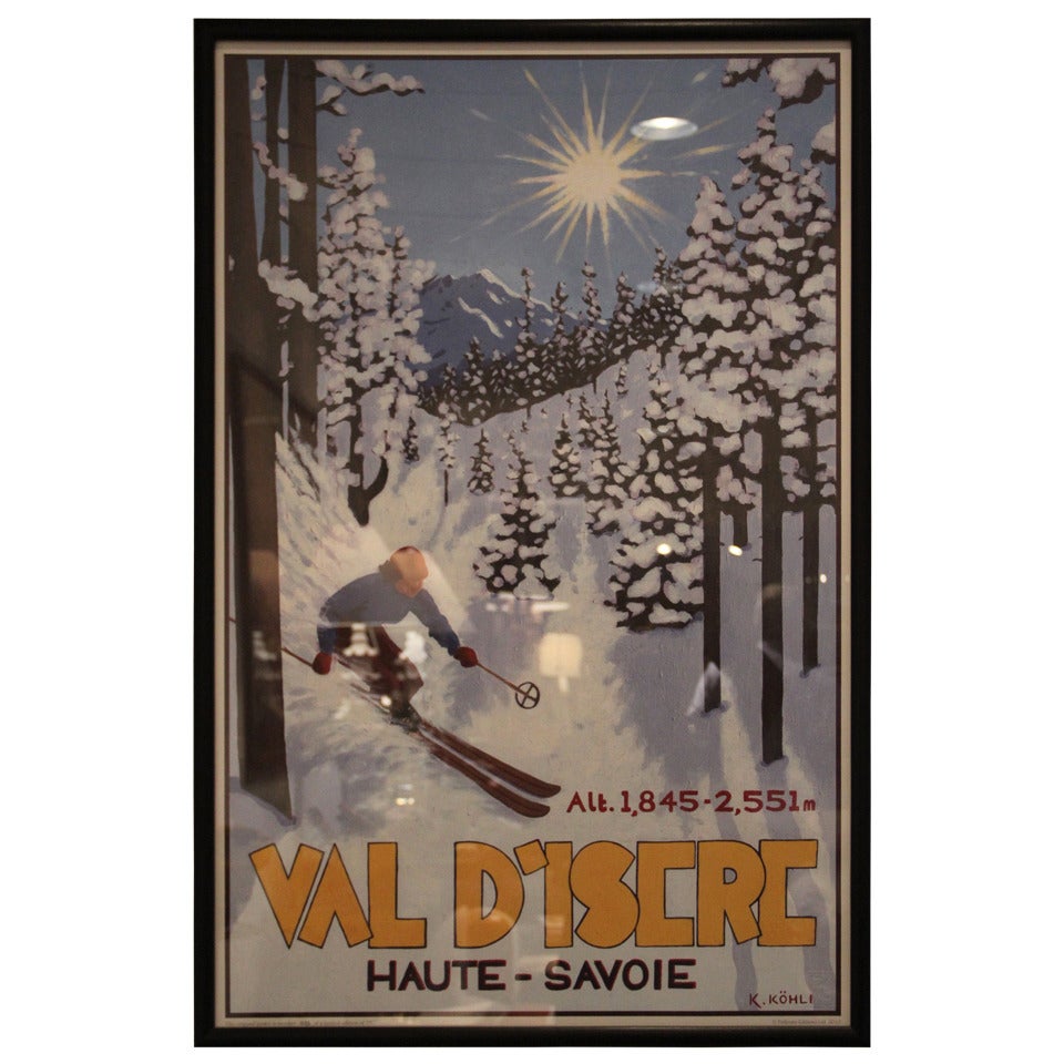 Val d’Isère ‘Off-Piste Skier’ Pullman Limited Edition Poster For Sale