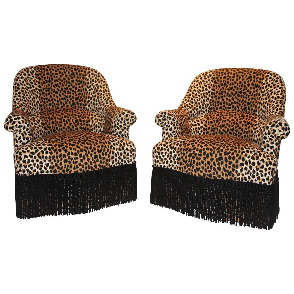 Pair of Leopard Napoleon Armchairs For Sale