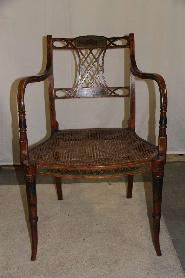 English Satinwood Armchair For Sale