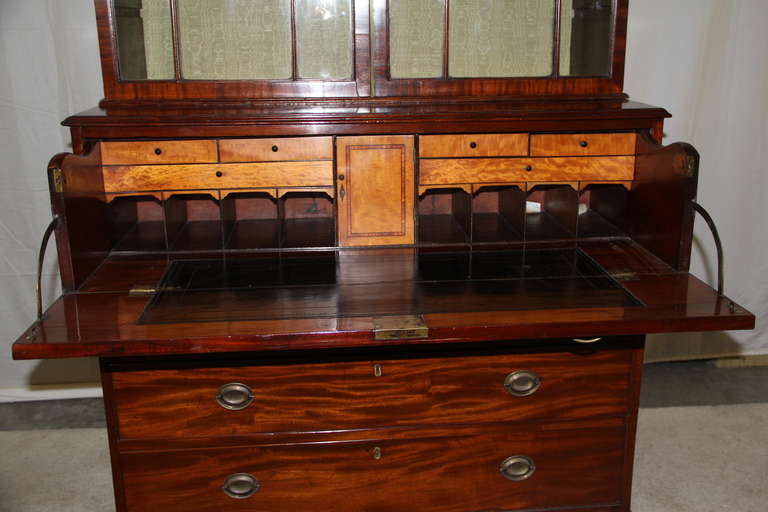 18th Century and Earlier 18th Century Mahogany Linen Press For Sale