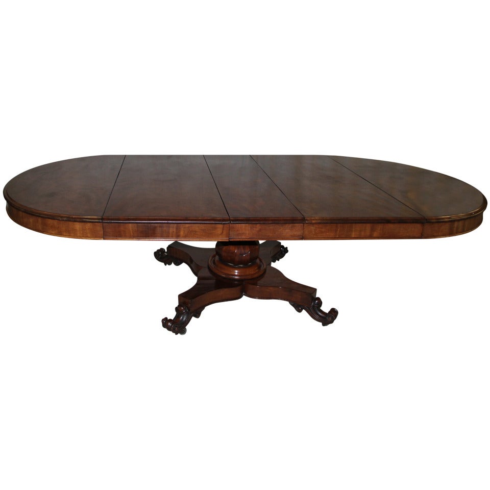 Extendable Mahogany Pedestal Dining Table For Sale