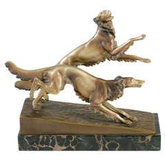 Austrian Art Deco Bronze "Greyhounds" by Josef Lorenzl