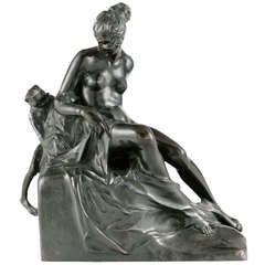 Austrian Art Deco Bronze "Nude with Monkey" by Bruno Zach