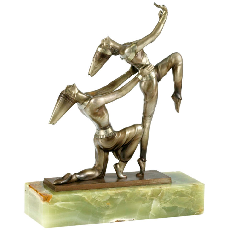 Austrian Art Deco Bronze "Russian Ballet" by Josef Lorenzl For Sale