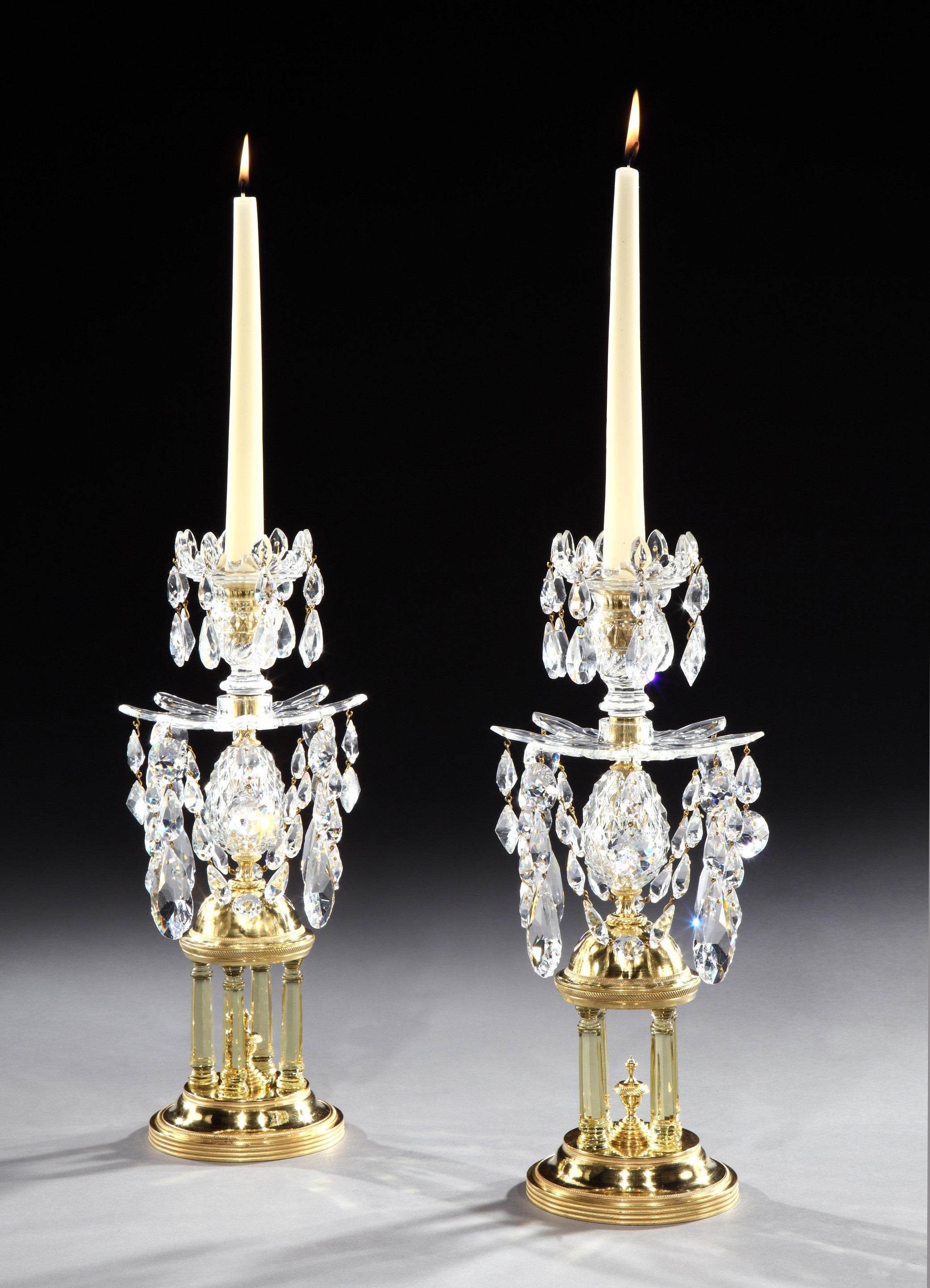 A Pair of George III Cut Glass Temple Candlesticks (4420621) For Sale