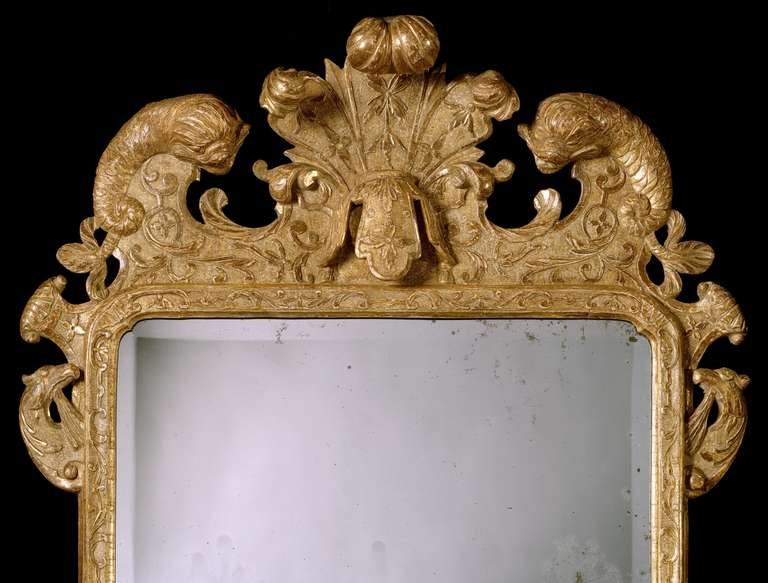 English Pair of George I Gesso Mirrors For Sale