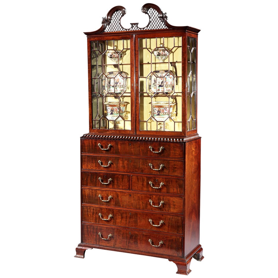A George III Mahogany Secrétaire Display Cabinet (4479621) For Sale