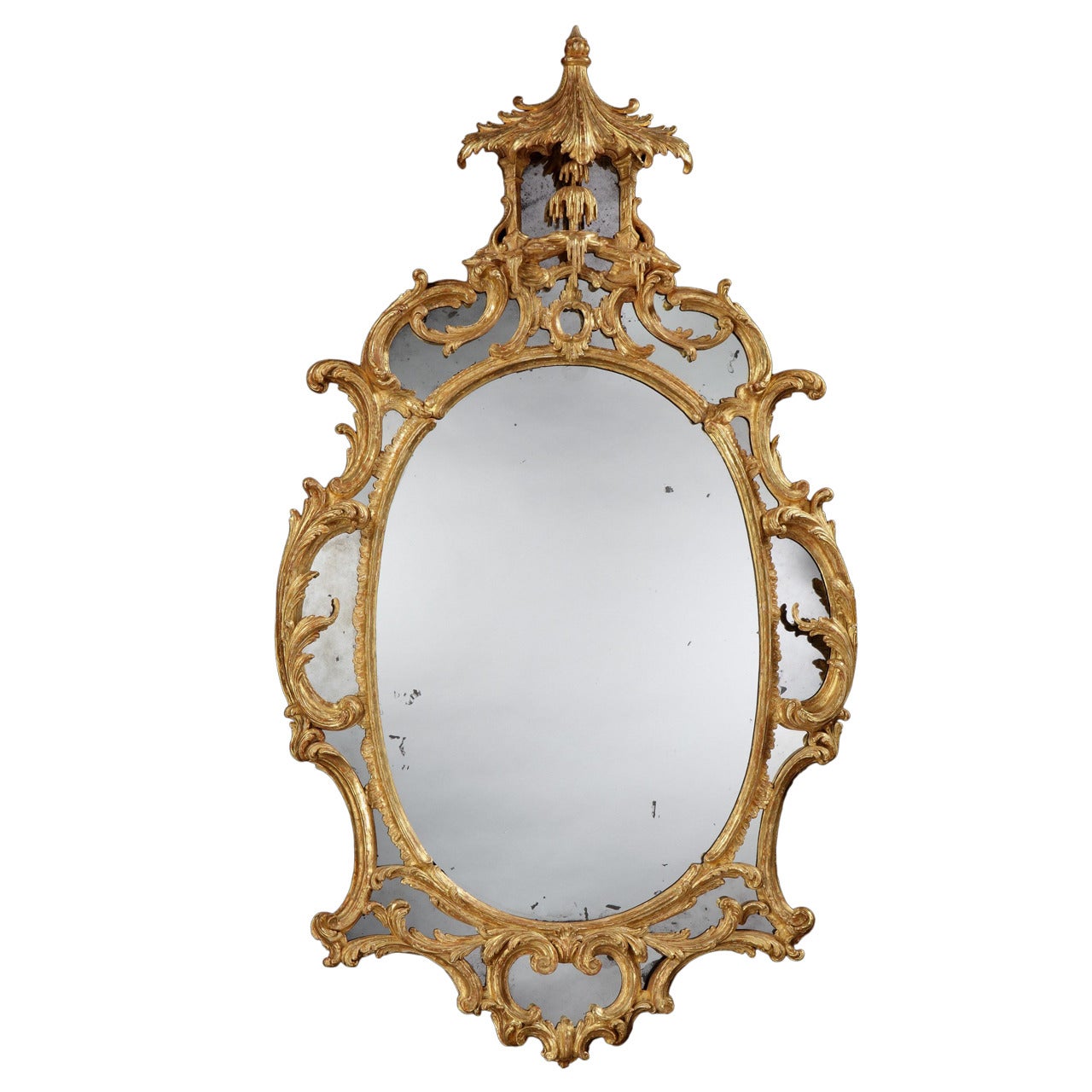 A George II Giltwood Oval Border Glass Mirror (4493231) For Sale