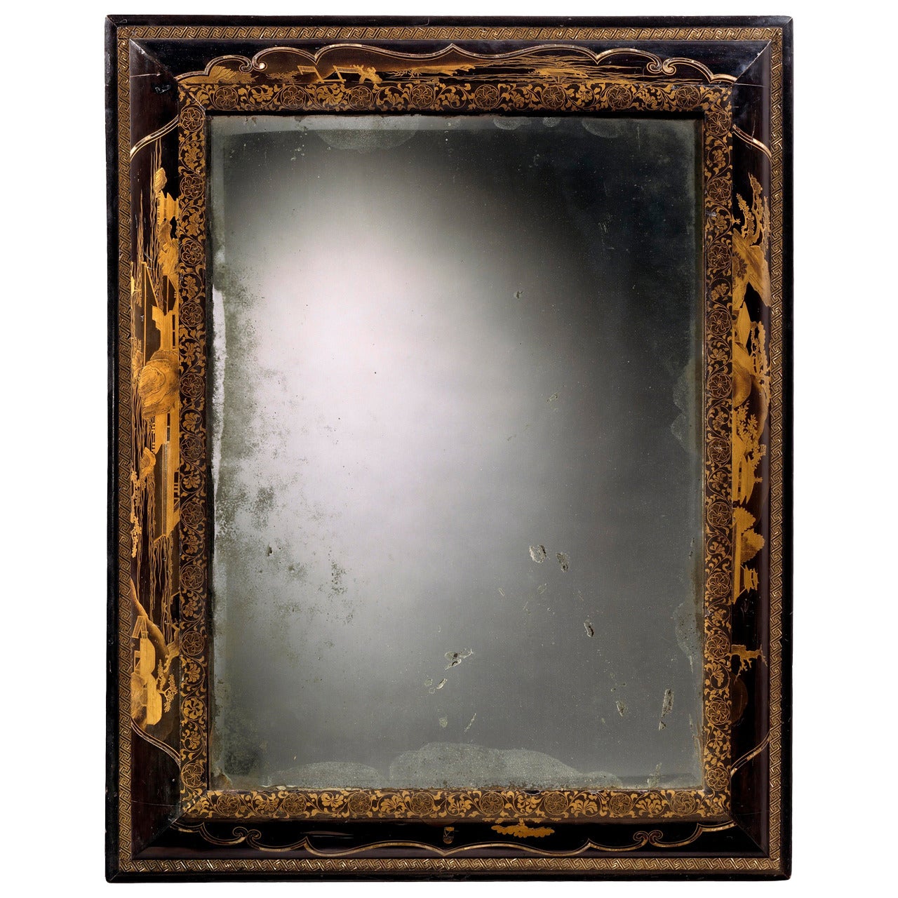 Charles II Japanese Export Lacquer Mirror For Sale