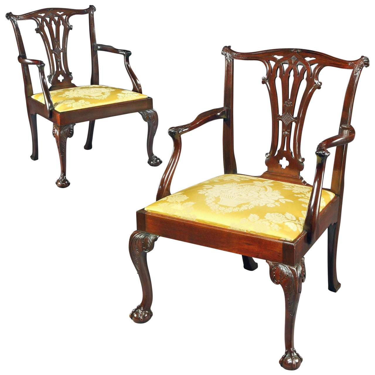 Pair of George III Mahogany Armchairs For Sale