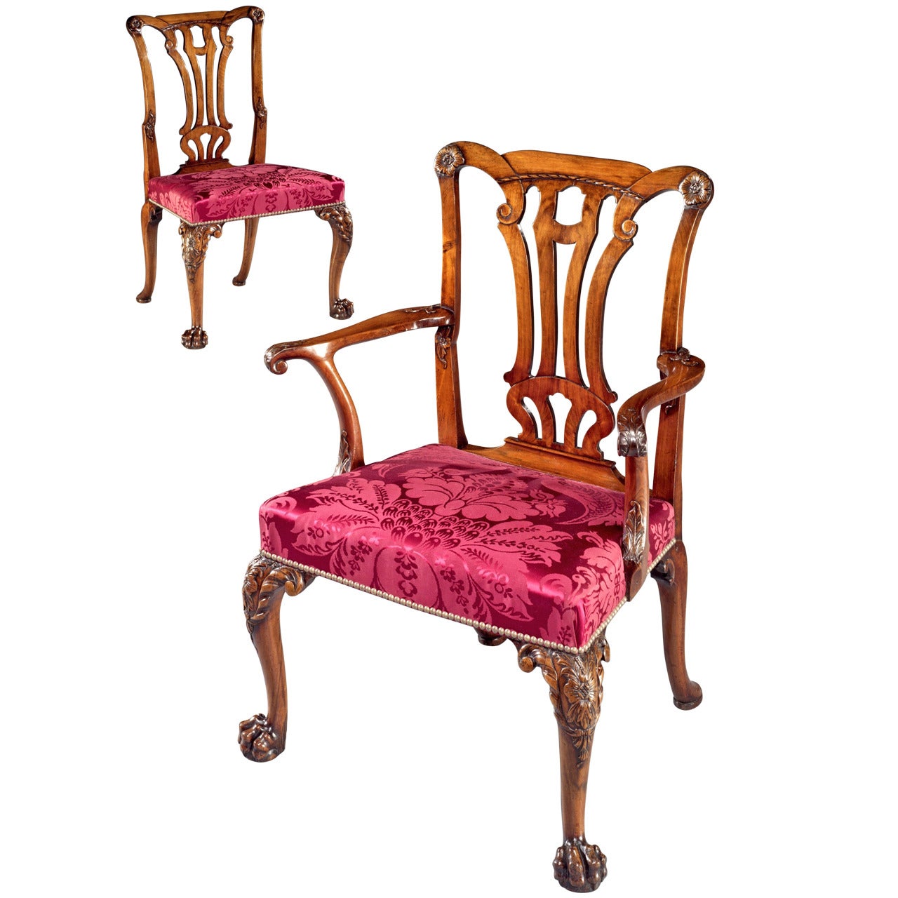 Set of 14 George II Walnut Dining Chairs For Sale