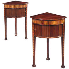 A Pair of George III Mahogany and Sycamore Corner Bedside Cupboards (4446321)