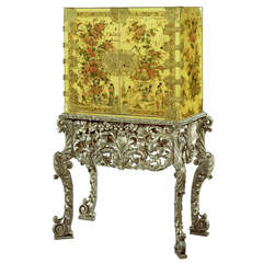 Charles II Cream Japanned Cabinet on Silvered Stand