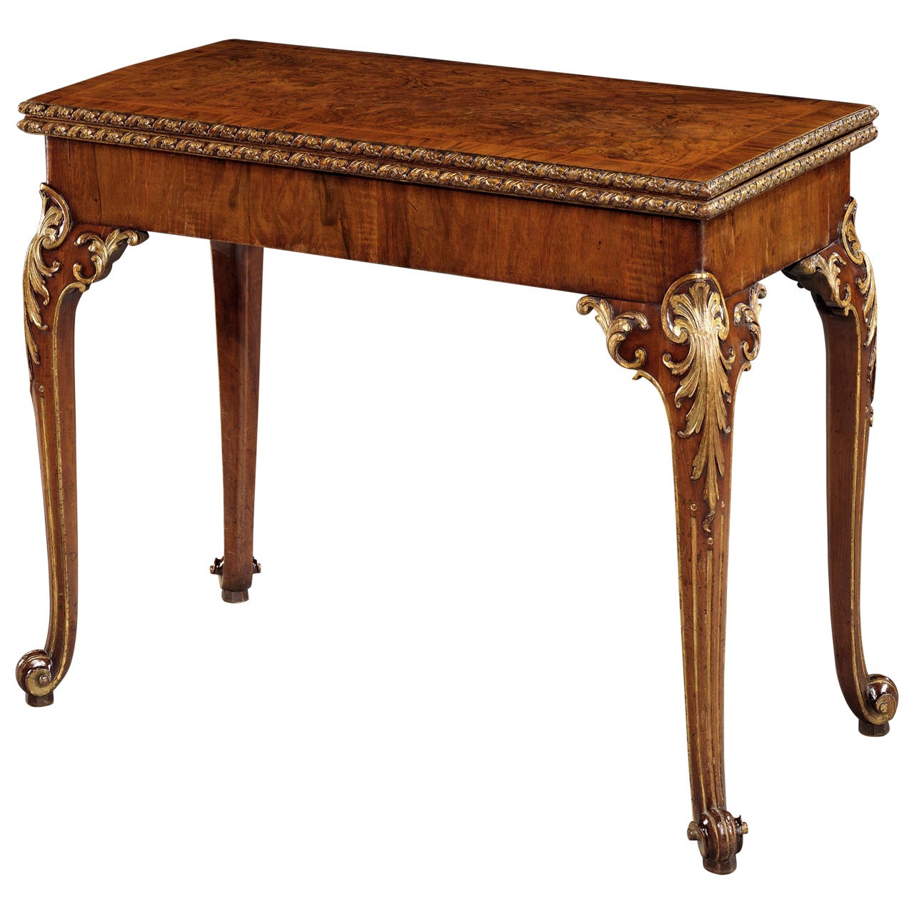 A George II Walnut and Parcel Gilt Card Table (4446921) For Sale