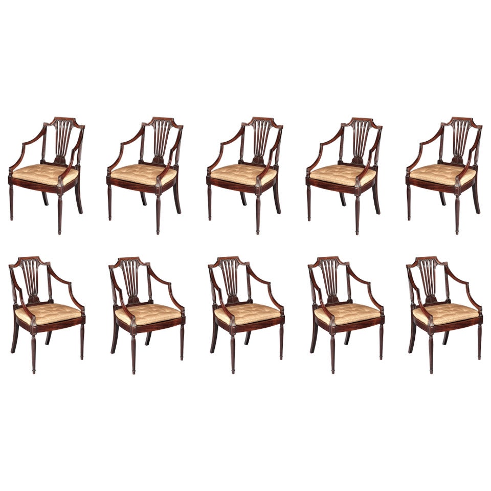 A Set of Ten George III Mahogany Open Armchairs (4458931 ) For Sale