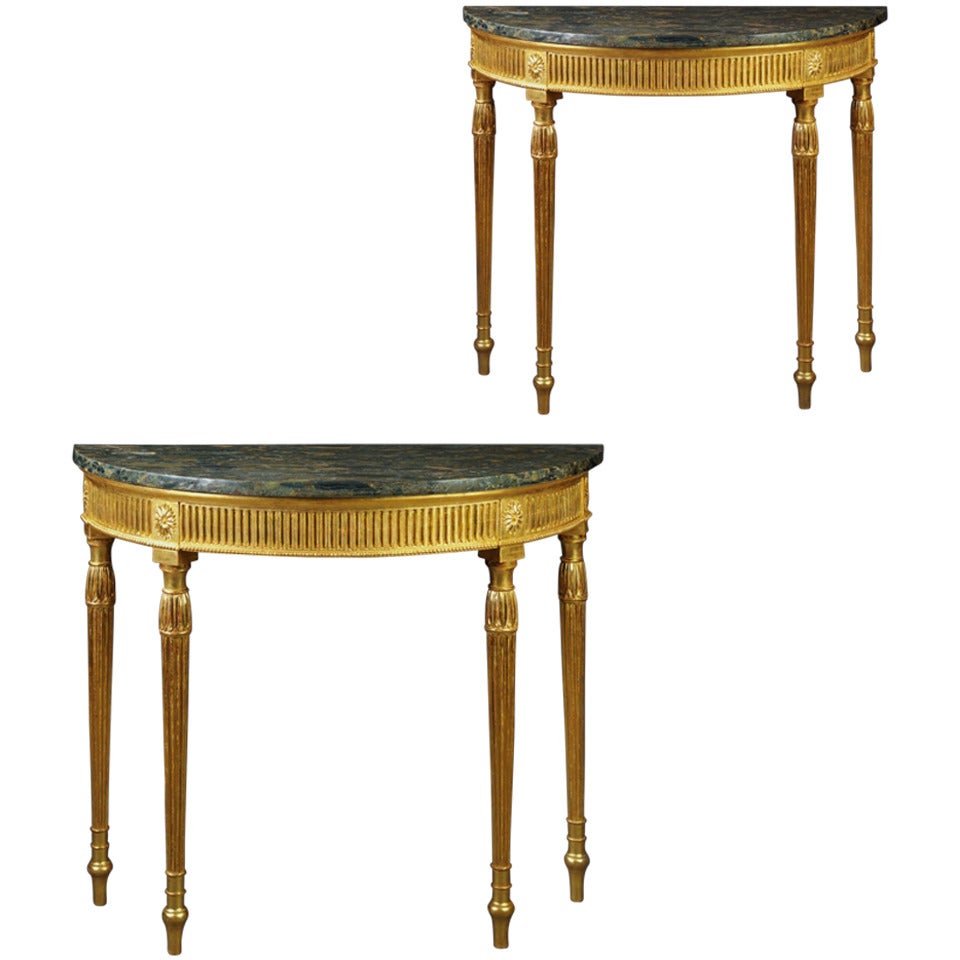 A Pair of George III Giltwood Semi-Circular Side Tables (4480301) For Sale