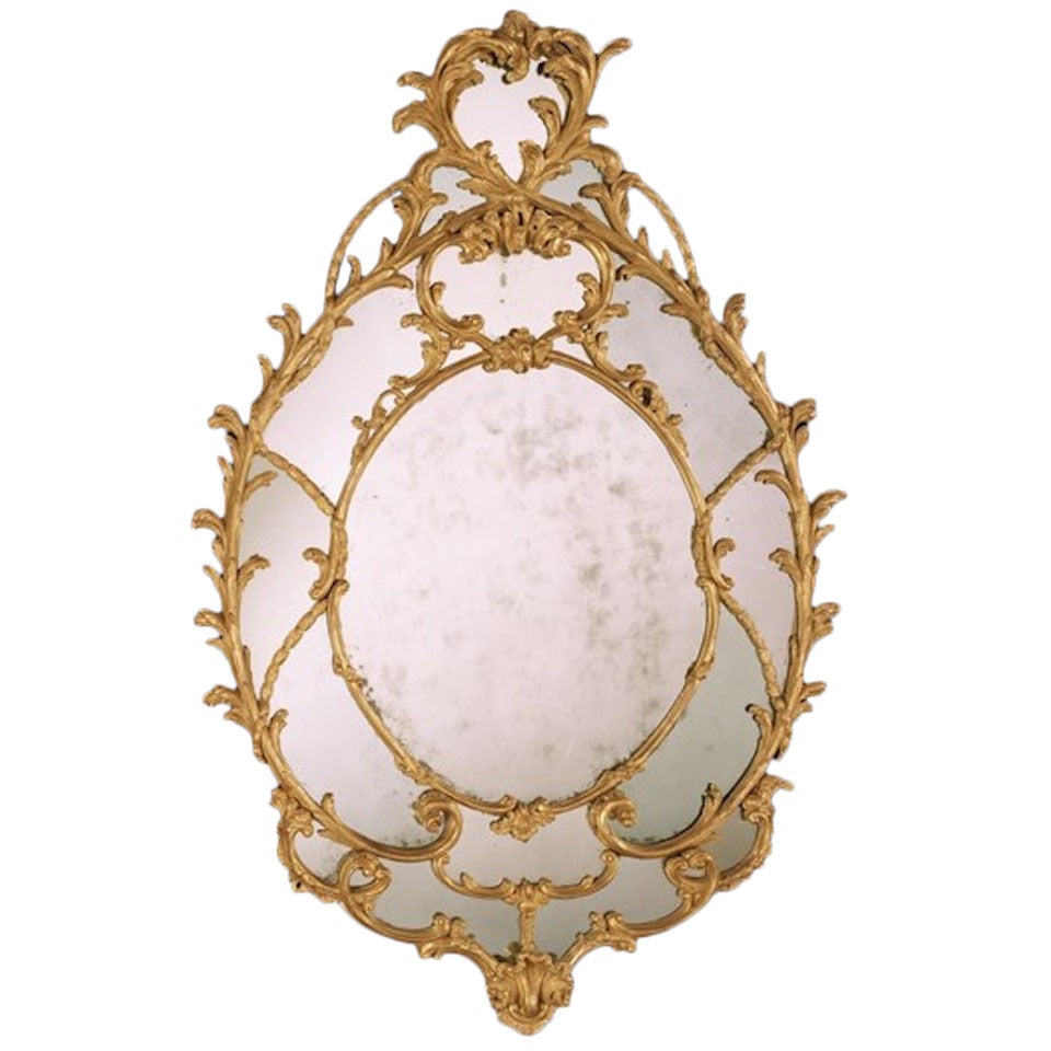 A Fine George III Carved Giltwood Oval Mirror (4408331) For Sale