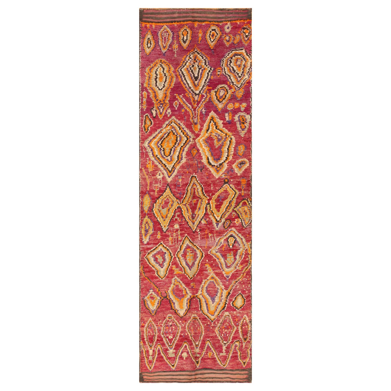 Primitive Vintage Moroccan Rug. 4 ft 5 in x 13 ft 10 in For Sale