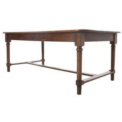 French 19th Century Pine Farm Table with Drawer
