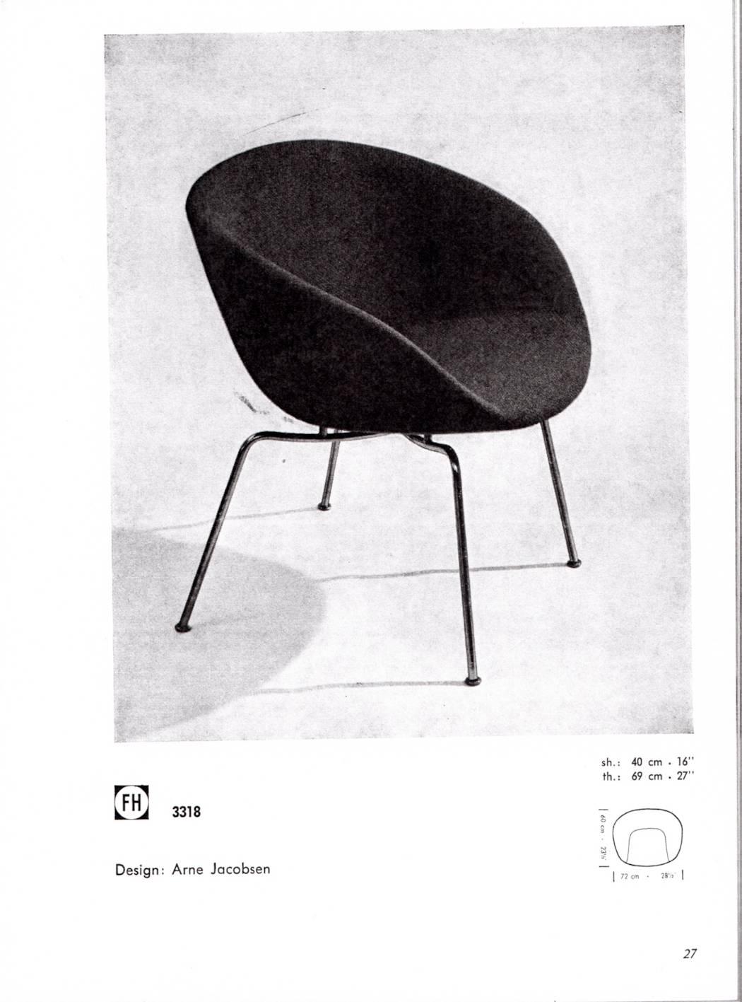 Arne Jacobsen Pot Chair for Fritz Hansen, Danish, 1950s For Sale 1