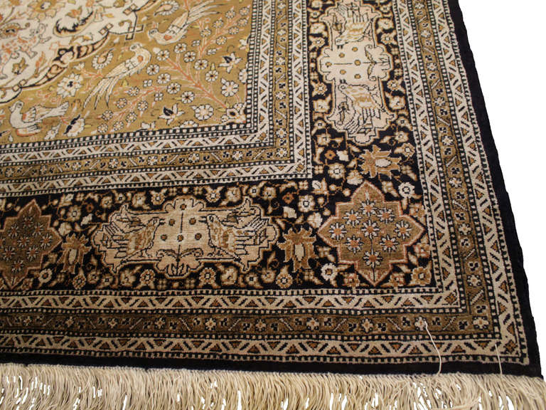 Late 20th Century Qom, Persian Silk Rug