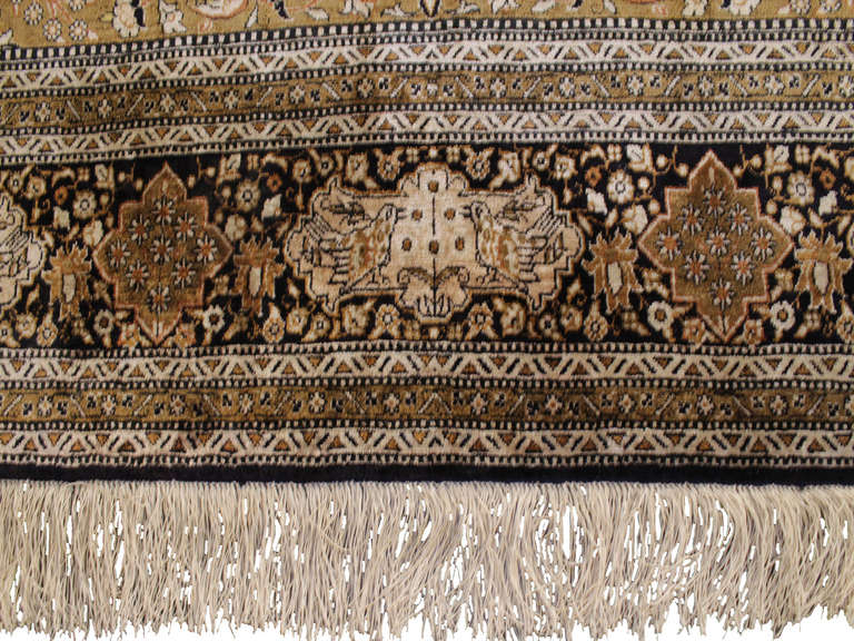 Qom, Persian Silk Rug In Excellent Condition In Barcelona, ES