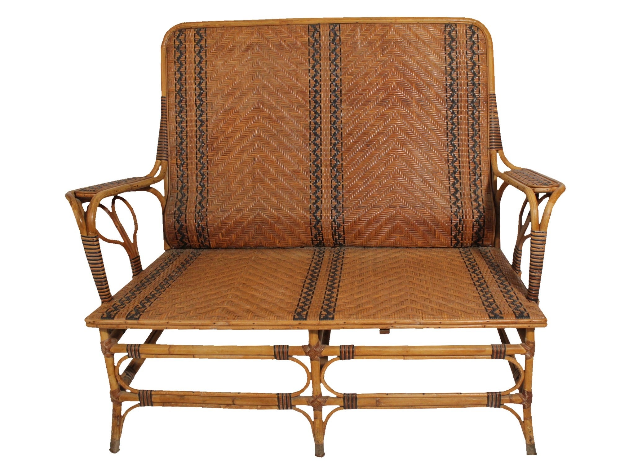 Wicker Table and Armchair from Manufacture Parissien 19th Century