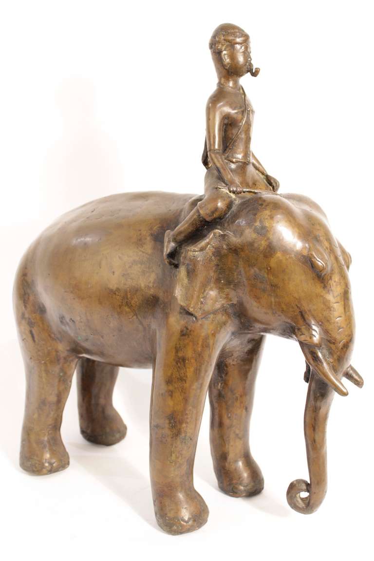 Mid-20th Century 20th Century Oriental Bronze Elephant