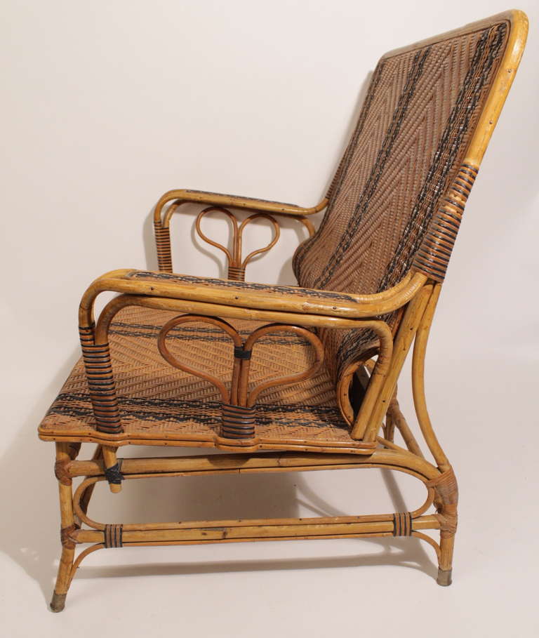 Wicker Table and Armchair from Manufacture Parissien 19th Century In Excellent Condition In Barcelona, ES