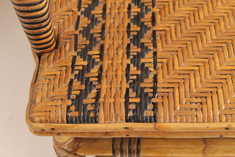Wicker Table and Armchair from Manufacture Parissien 19th Century 2