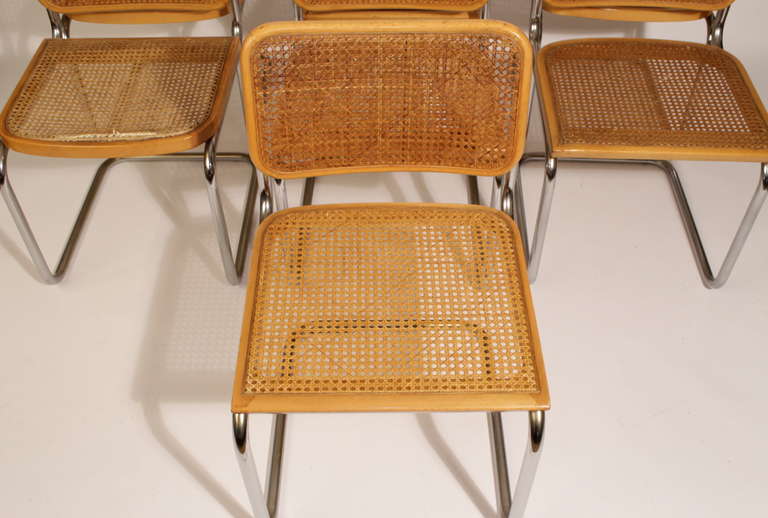 Modern Original Set of Seven Cesca Chair by Marce Breuer 60's.
