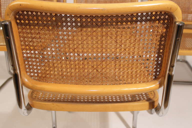 Italian Original Set of Seven Cesca Chair by Marce Breuer 60's.