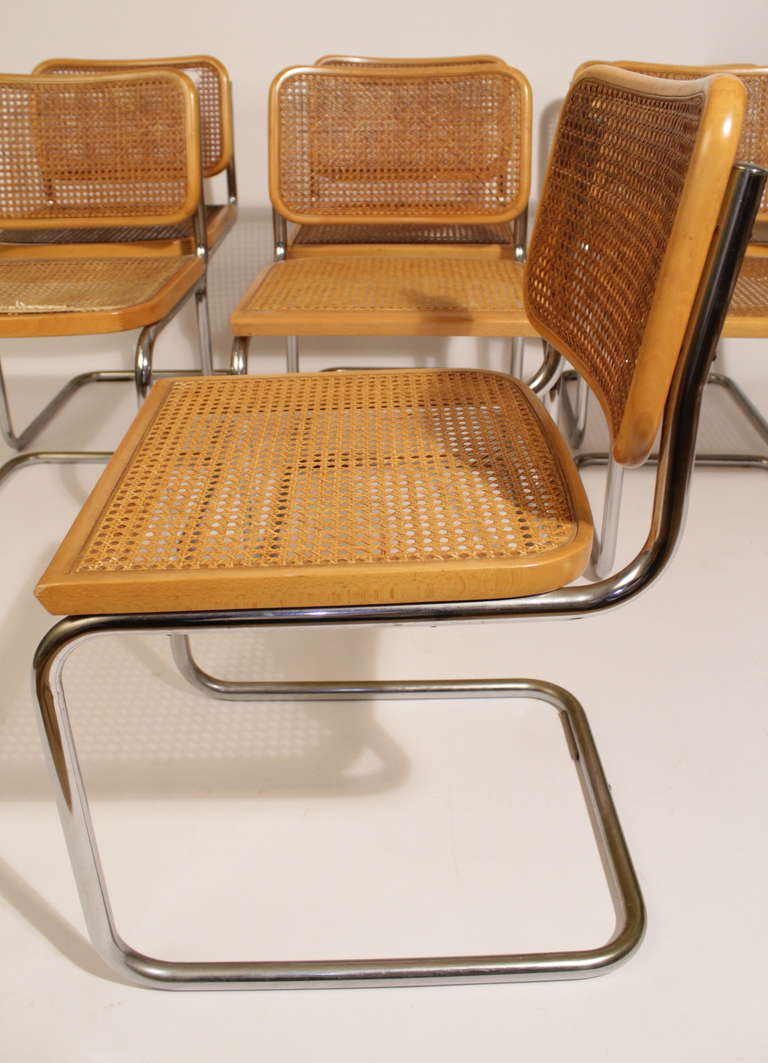 Original Set of Seven Cesca Chair by Marce Breuer 60's. In Excellent Condition In Barcelona, ES