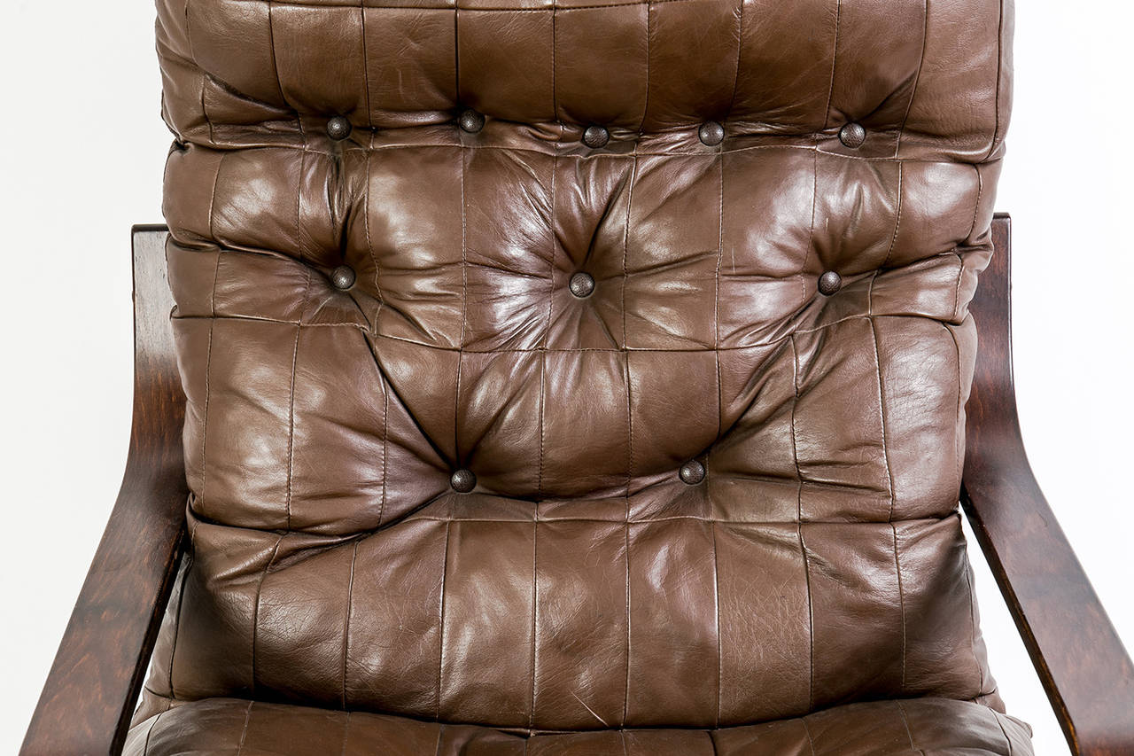Mid-Century Modern Great Danish Brown Leather Armchair, circa 1970