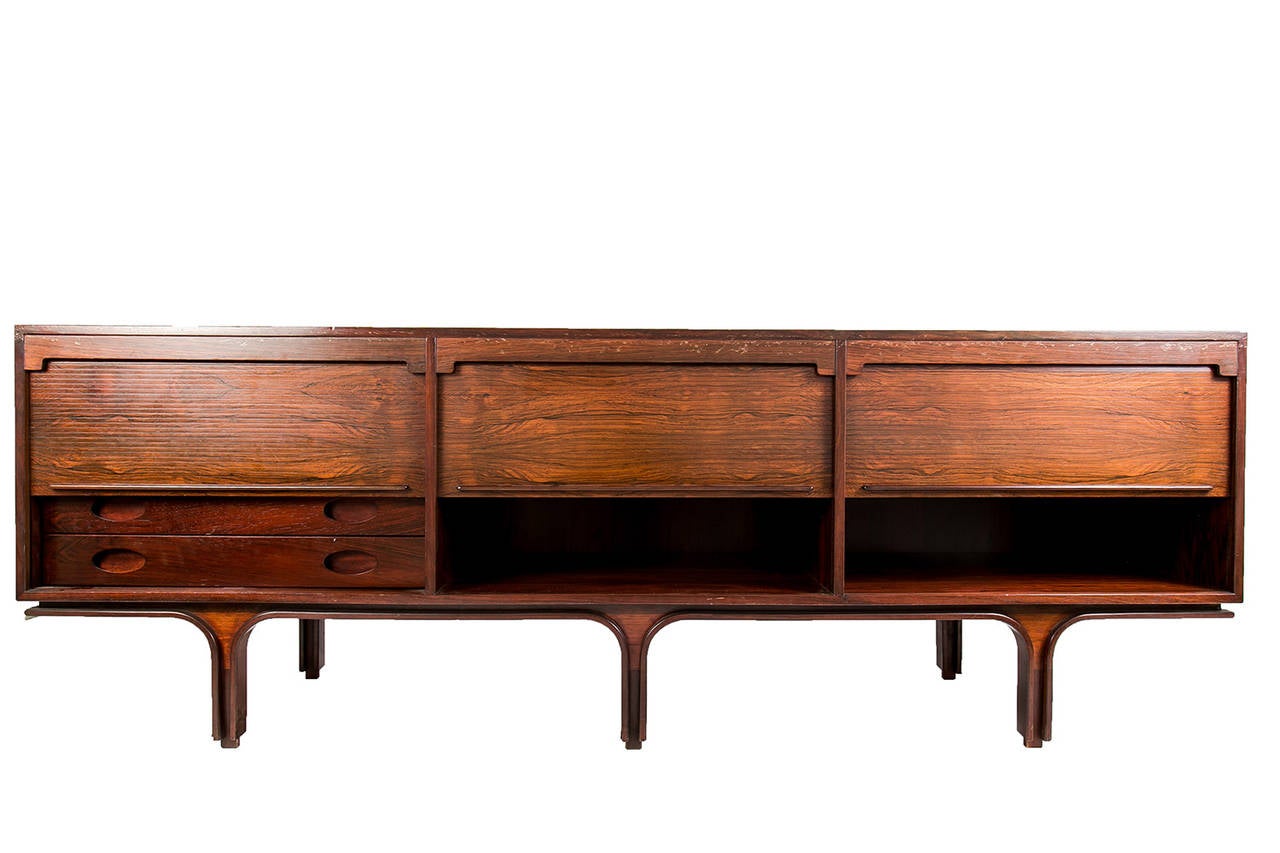 Lacquered Gianfranco Frattini Sideboard Made in Rosewood