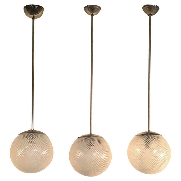 Three Carlo Scarpa Chandeliers for Venini 1940