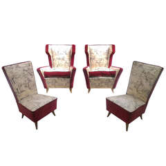 Pair of Beautiful Armchairs and Pair of Little Armchairs by the Fireplace