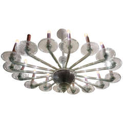 Spectacular Oval Venini Green Chandelier Spectacular Oval Venini Green Chandelier