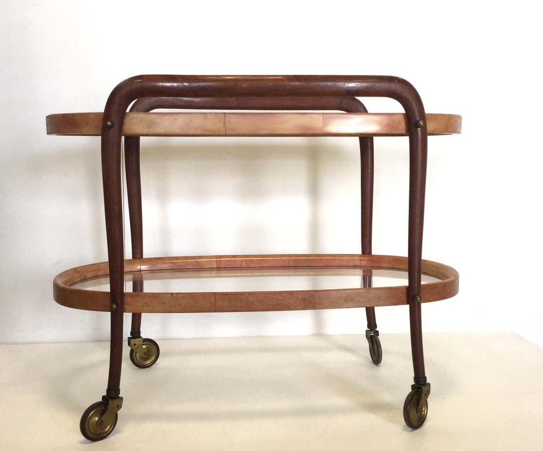 Mid-20th Century Rare Parchment Cart by Aldo Tura, 1940