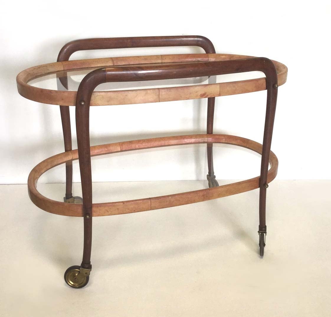 Italian Rare Parchment Cart by Aldo Tura, 1940