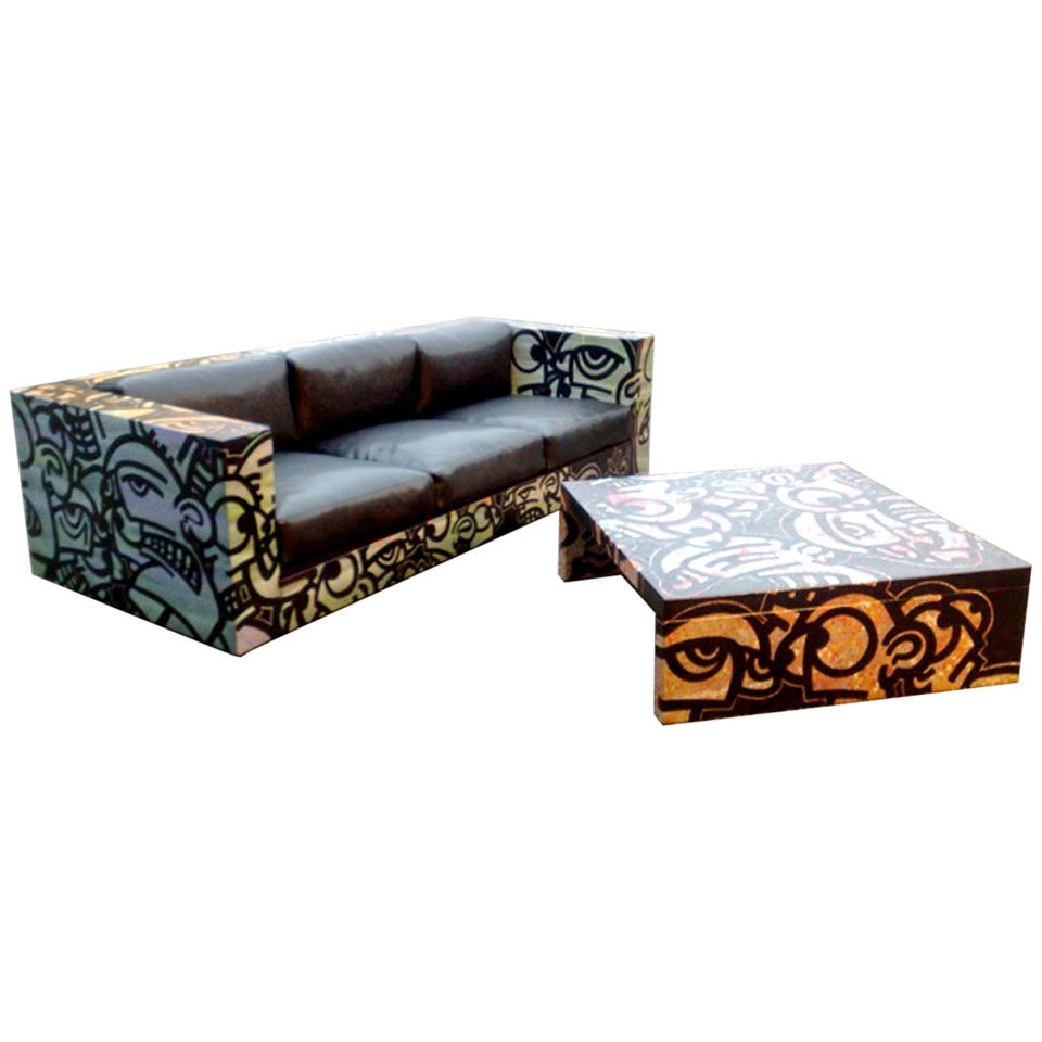 Sofa and Coffee Table by Galo For Sale